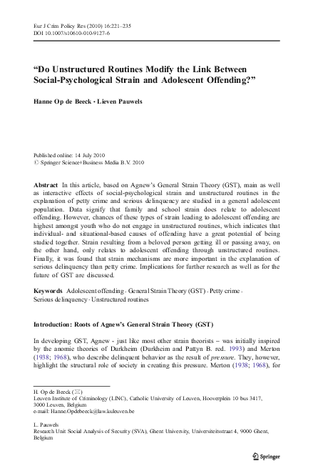 (PDF) Do Unstructured Routines Modify the Link Between Social ...
