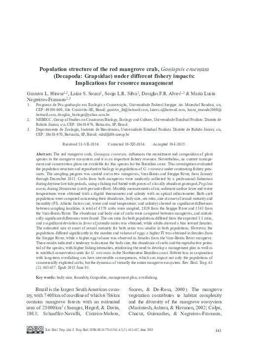 (PDF) Population structure of the red mangrove crab, Goniopsis ...