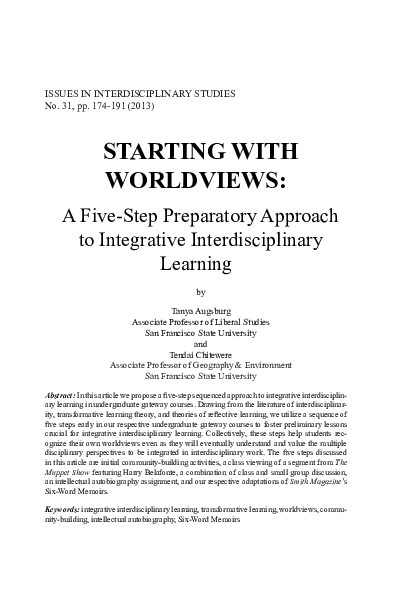 (PDF) Starting with Worldviews: A Five-Step Preparatory Approach to ...