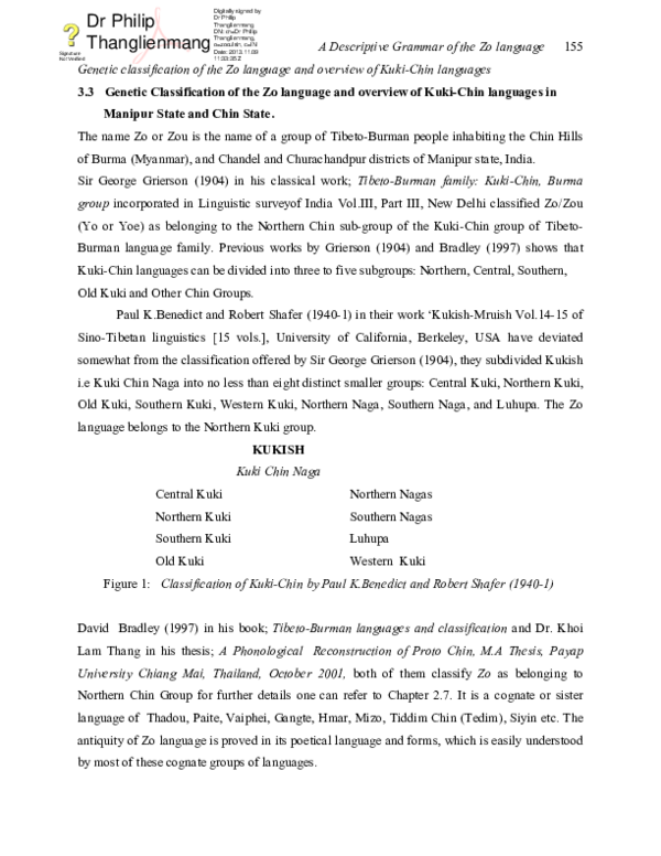 (PDF) Genetic classification of the Zo language and overview of Kuki ...