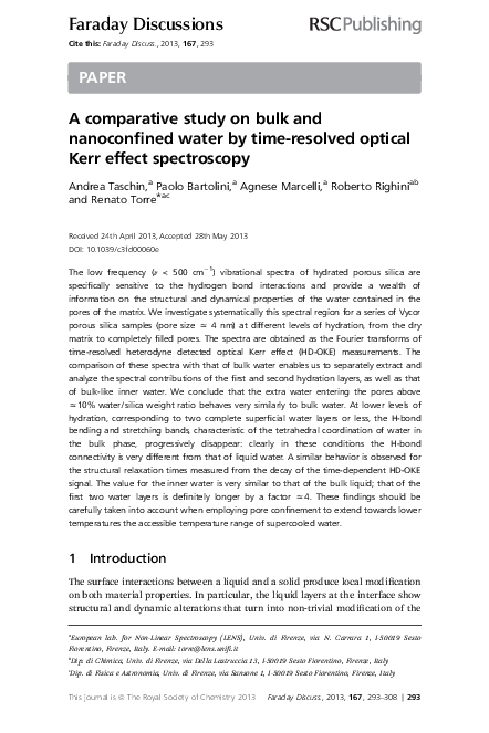 (PDF) A comparative study on bulk and nanoconfined water by time ...