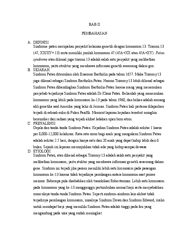 Patau syndrome risk factors picture