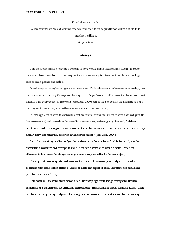 (DOC) How Babies Learn Tech - A comparative analysis of learning ...