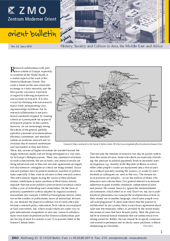 Pdf Gratz Tilo 2013 Editorial Research Collaboration With Partners Outside Of Europe Zmo Orient Bulletin 24 1 June 2013 Tilo Gratz Academia Edu