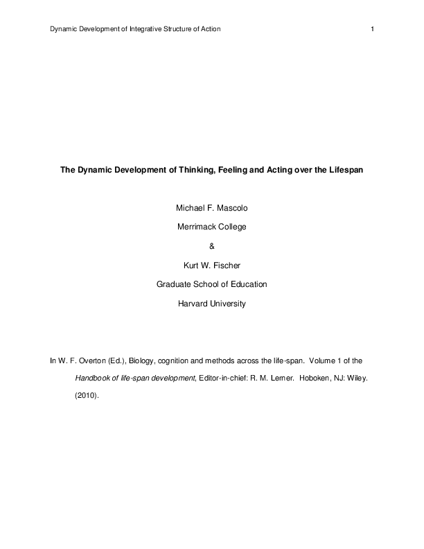 (PDF) The Dynamic Development of Thinking, Feeling and Acting over the ...