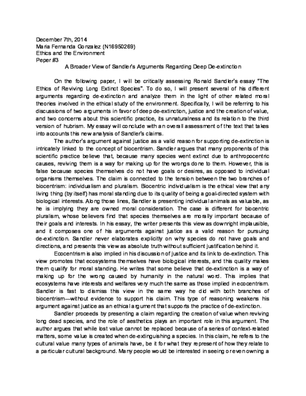 Should extinct species be brought back into existence essay picture