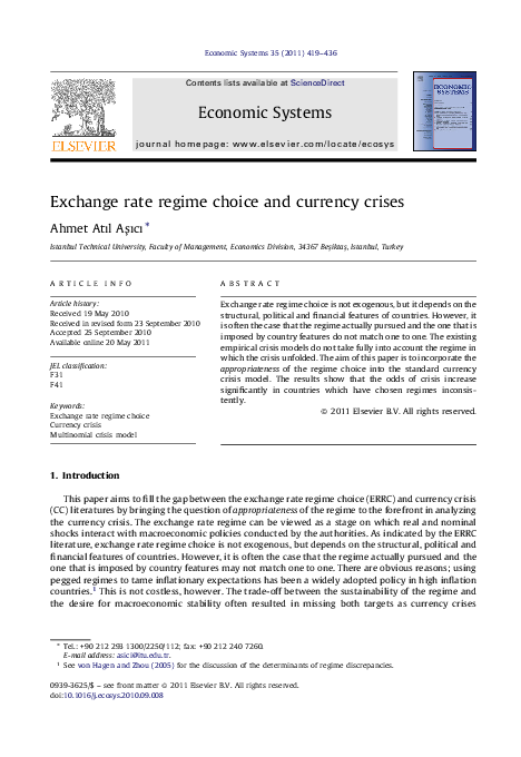 (PDF) The Exchange Rate Regime Choice and Currency Crisis