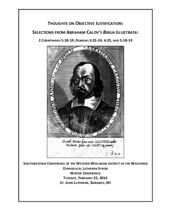 (PDF) English Translation of Selections from Abraham Calov's Biblia