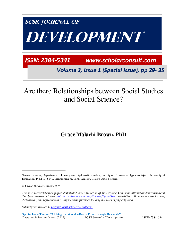 (PDF) Are there Relationships between Social Studies and Social Science