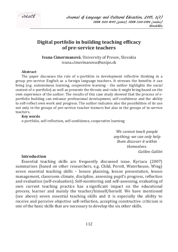 (PDF) Digital portfolio in building teaching efficacy of pre-service ...