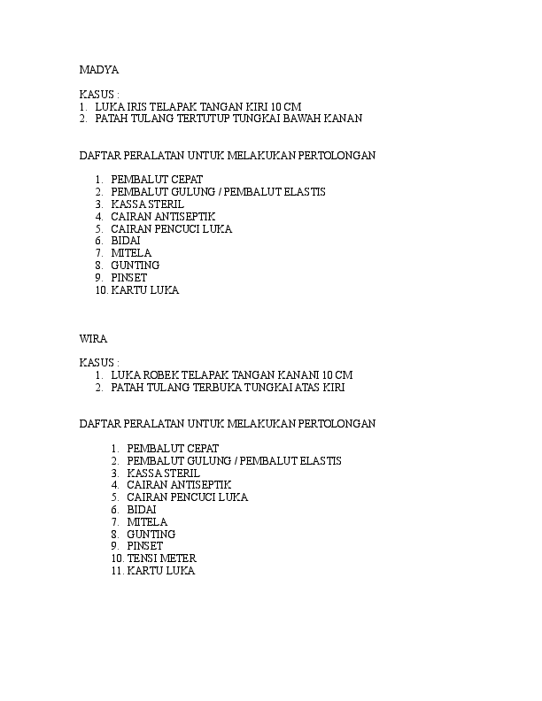 Contoh Soal Pertolongan Pertama Pmr Madya Berbagi Contoh