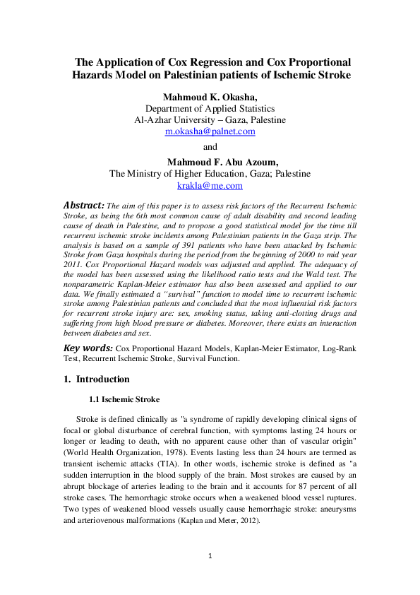 (PDF) The Application of Cox Regression and Cox Proportional Hazards ...