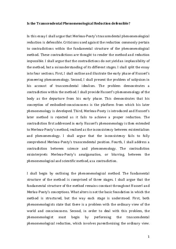 Transcendental phenomenology thesis image