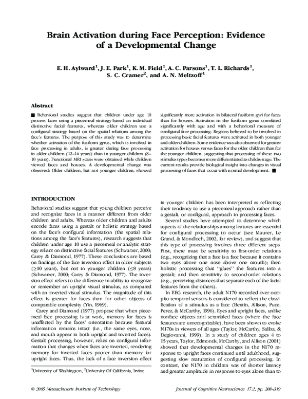 (PDF) Brain Activation during Face Perception: Evidence of a ...