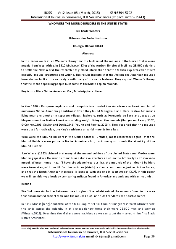 (PDF) WHO WERE THE MOUND BUILDERS IN THE UNITED STATES Clyde Winters