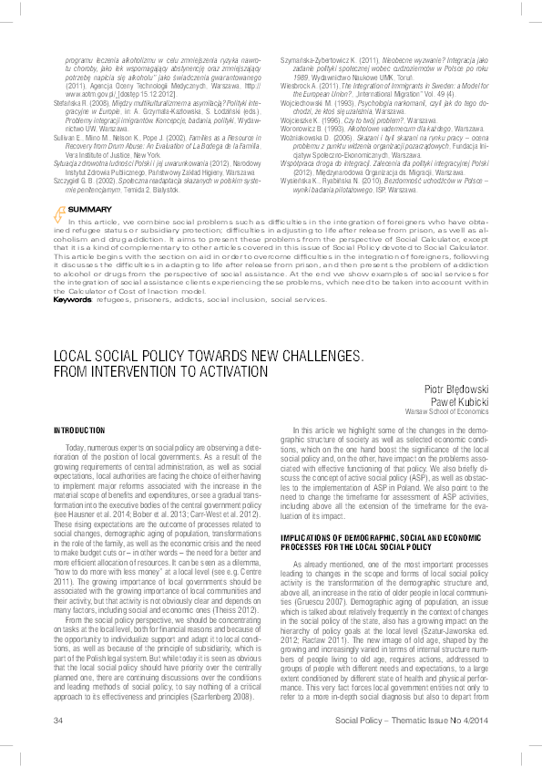 (PDF) Local social policy towards new challenges. From intervention to ...