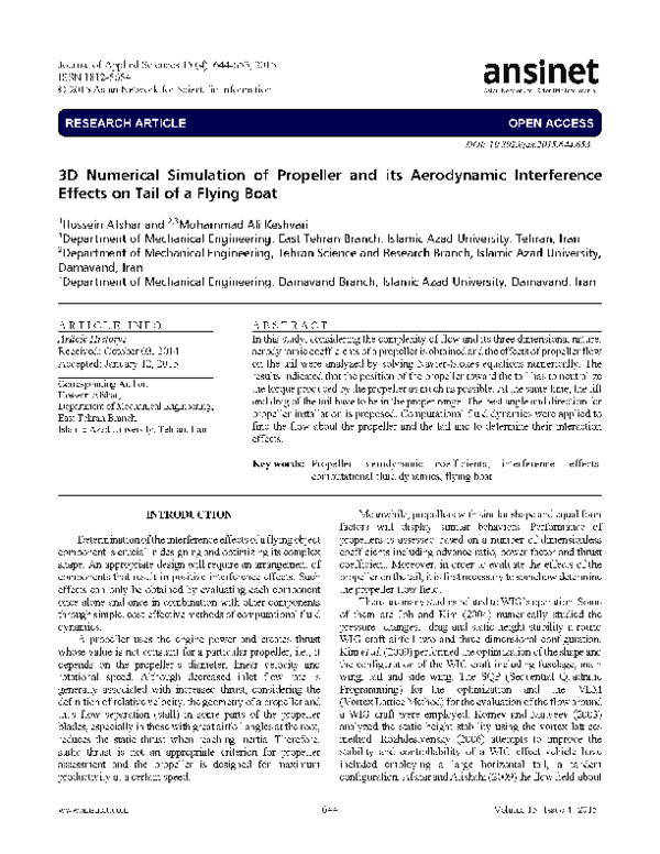 (PDF) 3D Numerical Simulation of Propeller and Its Aerodynamic ...