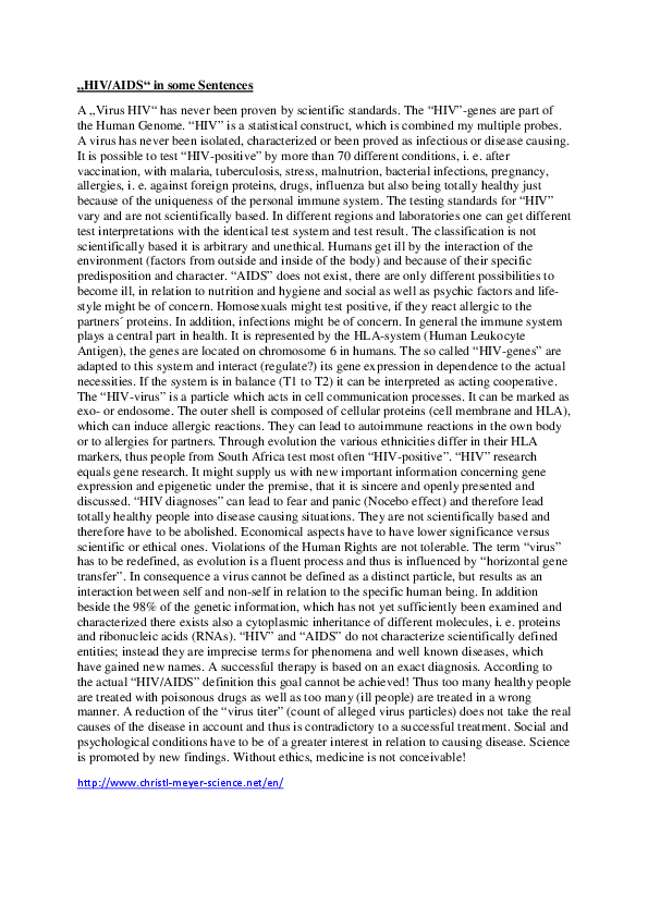 (PDF) HIV and AIDS in a few sentences Christl Meyer Academia.edu