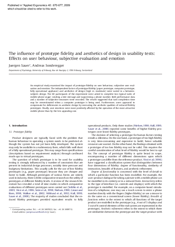 Pdf The Influence Of Prototype Fidelity And Aesthetics Of Design In