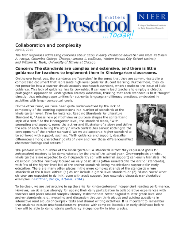 (PDF) Top Ten Concerns about Common Core State Standards in Early