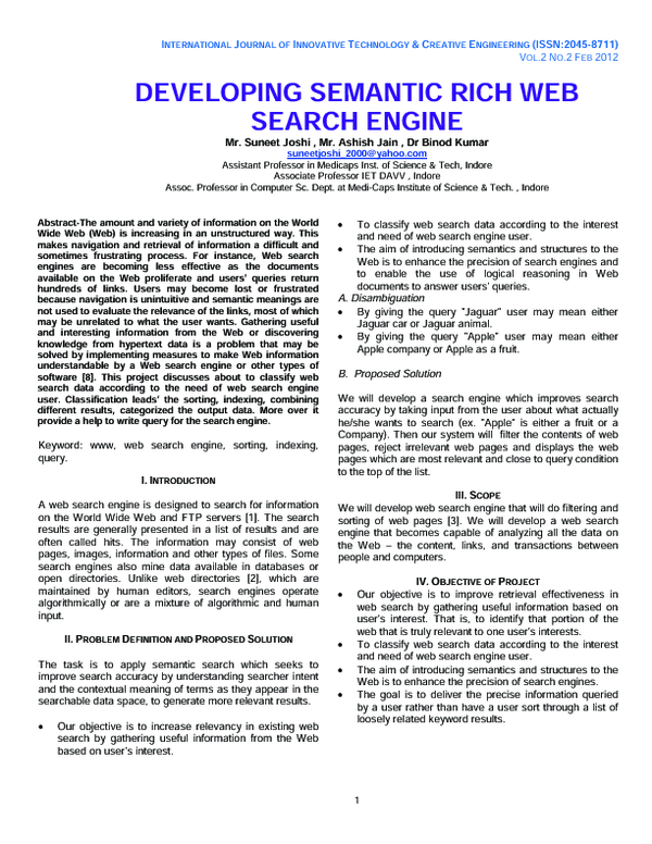 Developing Semantic Rich Web Search Engine