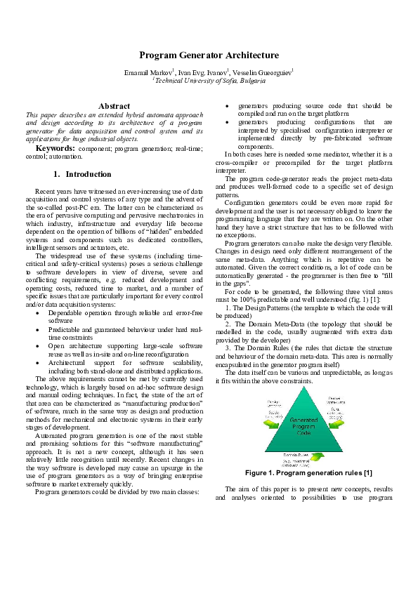 (PDF) Program Generator Architecture