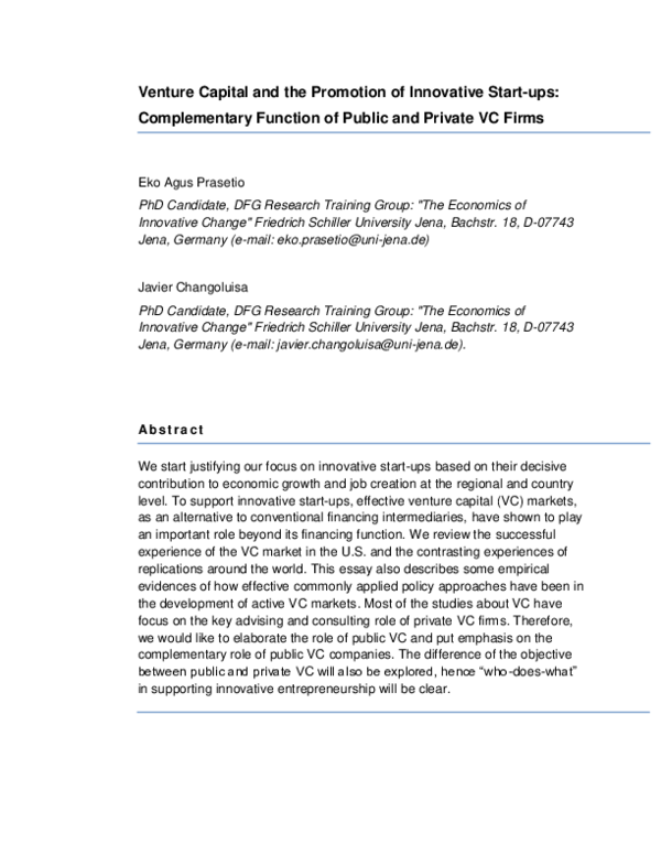 (PDF) Venture capital and the promotion of the innovative start-ups ...