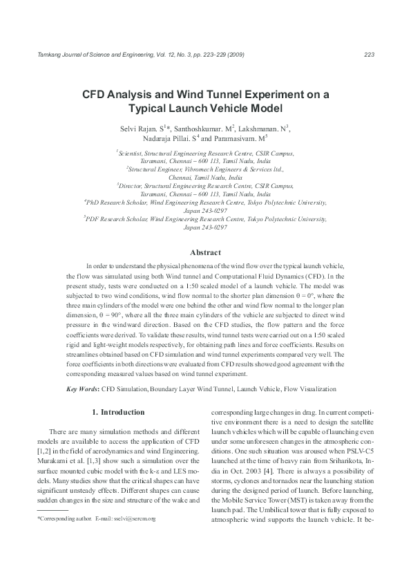 (PDF) CFD Analysis and Wind Tunnel Experiment on a Typical Launch ...