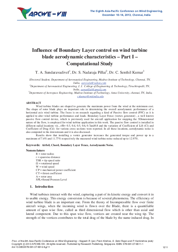 (PDF) Influence of Boundary Layer control on wind turbine blade ...
