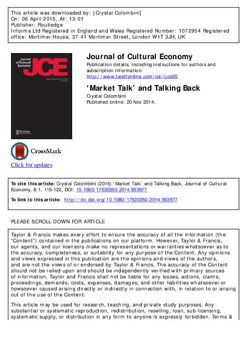 (PDF) 'Market Talk' and Talking Back