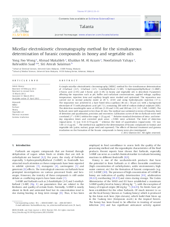 (PDF) Micellar electrokinetic chromatography method for the ...