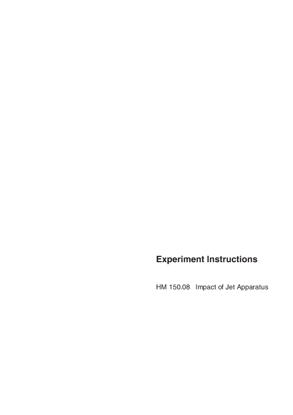(PDF) Experiment Instructions HM 150.08 Impact of Jet Apparatus
