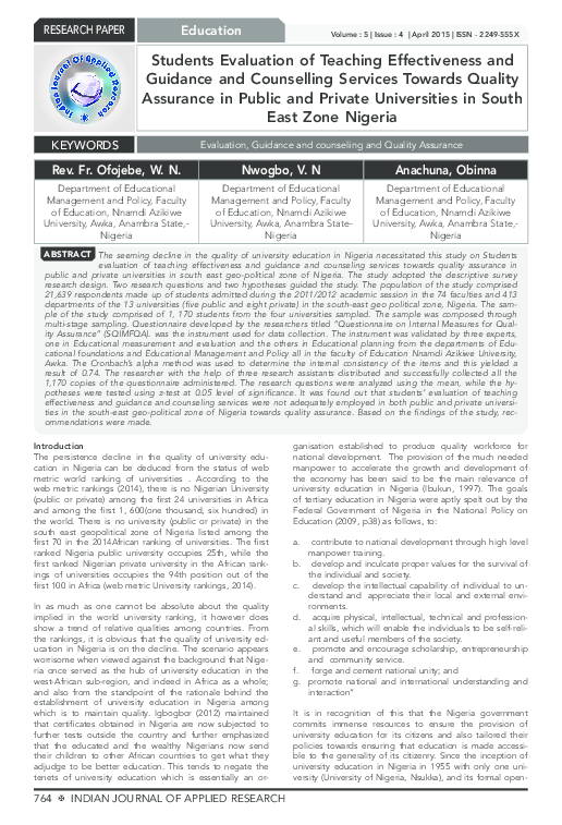 (PDF) Students Evaluation of Teaching Effectiveness and Guidance and ...