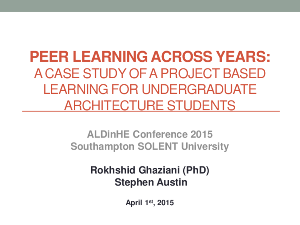 (PDF) Peer Learning Across Years: a Case Study of a Project Based ...