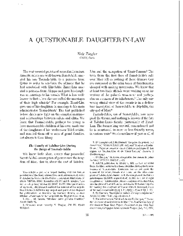 (PDF) « A Questionable Daughter-in-Law », Journal of Cuneiform Studies ...