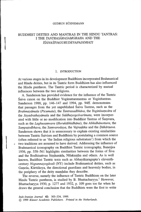 (PDF) Buddhist Deities and Mantras in the Hindu Tantras: I The ...