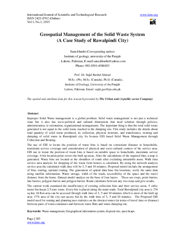 (PDF) Geospatial Management of the Solid Waste System (A Case Study of ...