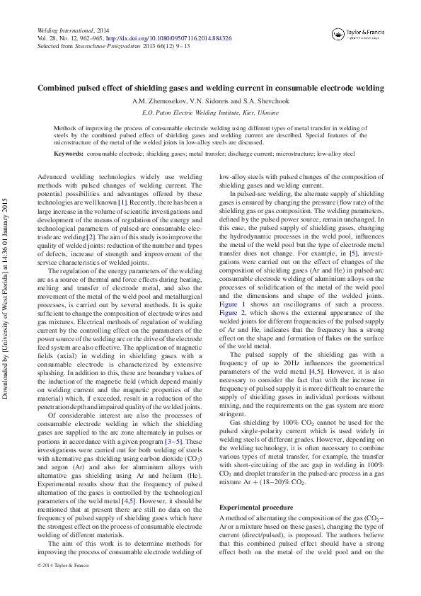 (PDF) Combined pulsed effect of shielding gases and welding current in ...