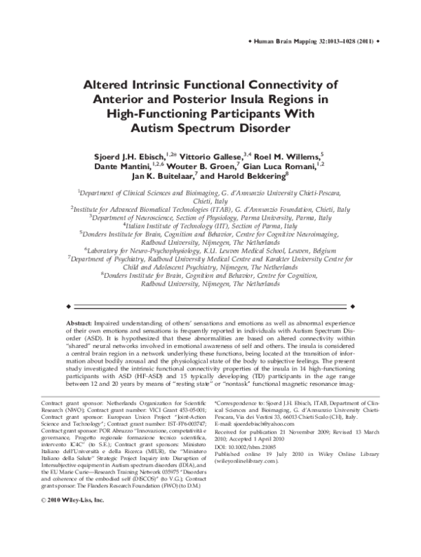 (PDF) Altered intrinsic functional connectivity of anterior and ...