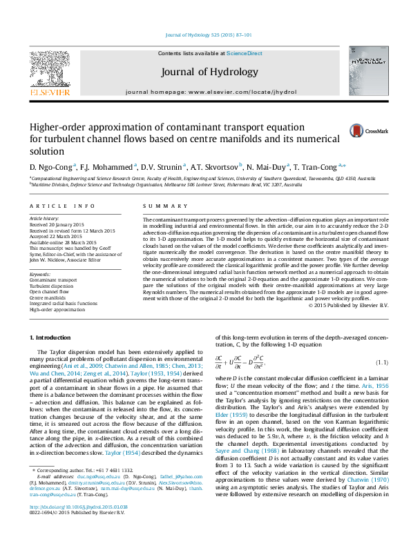 (PDF) Higher-order approximation of contaminant transport equation for ...