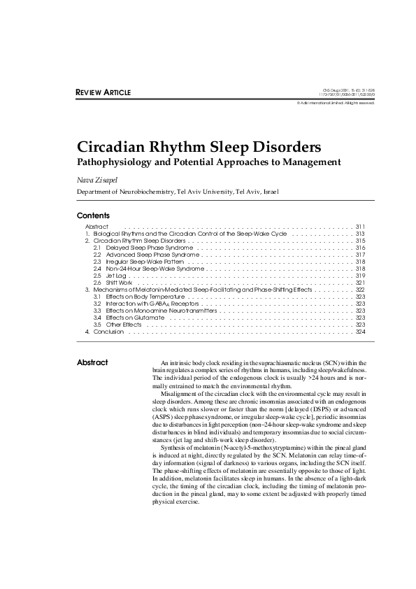(PDF) Circadian Rhythm Sleep Disorders