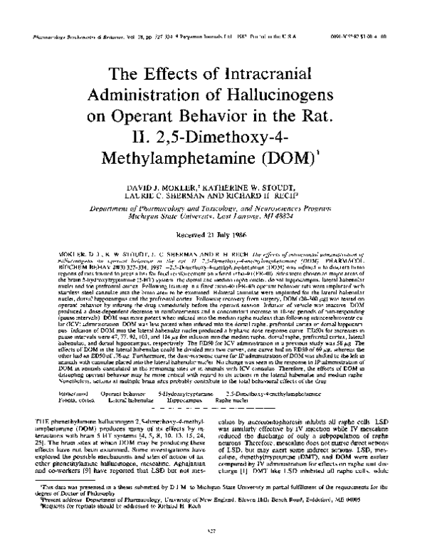 (PDF) The effects of intracranial administration of hallucinogens on