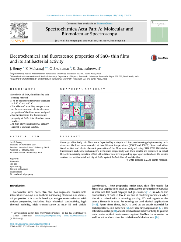 (PDF) Electrochemical and fluorescence properties of SnO2 thin films ...