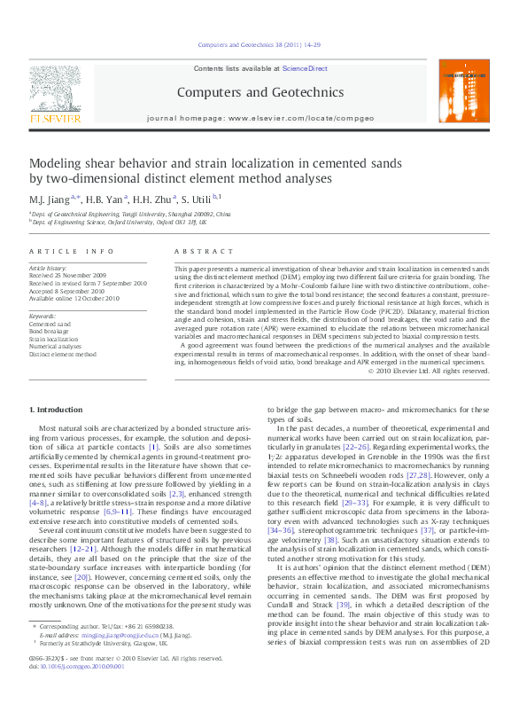 (PDF) Modeling shear behavior and strain localization in cemented sands ...