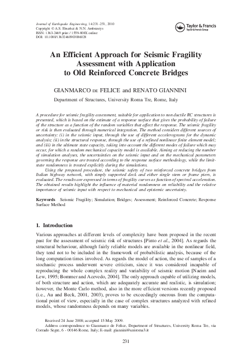 (PDF) An Efficient Approach for Seismic Fragility Assessment with ...