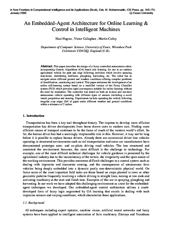 (PDF) An Embedded-Agent Architecture for Online Learning & Control in ...