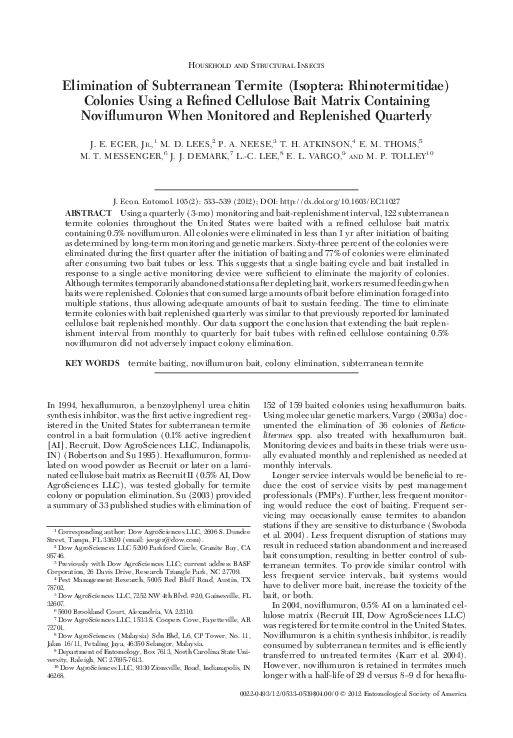 (PDF) Elimination of Subterranean Termite (Isoptera: Rhinotermitidae ...