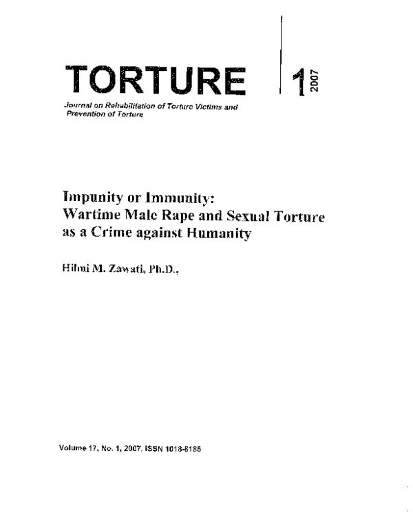 (PDF) “Impunity or Immunity: Wartime Male Rape and Sexual Torture as a ...