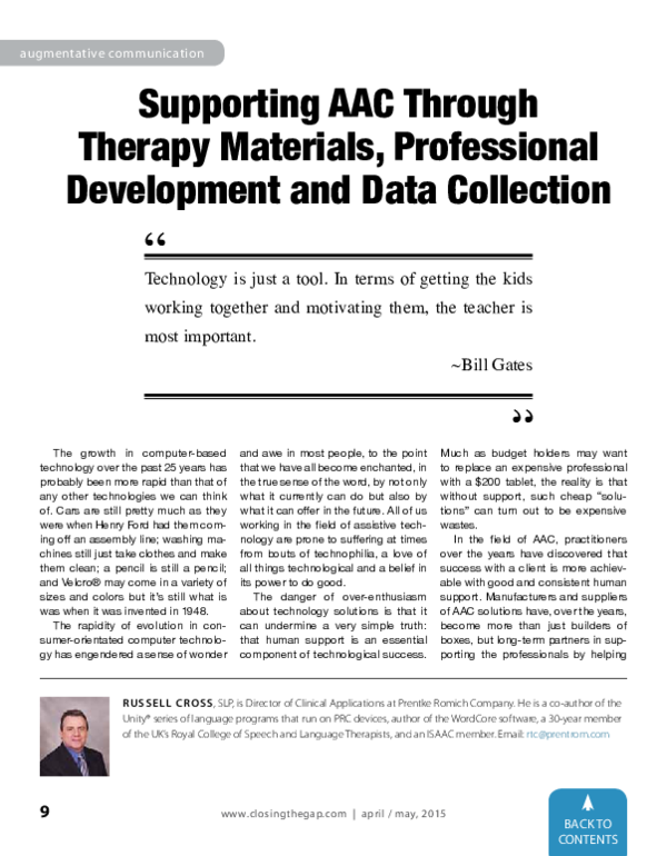 Supporting AAC Through Therapy Materials, Professional Development and