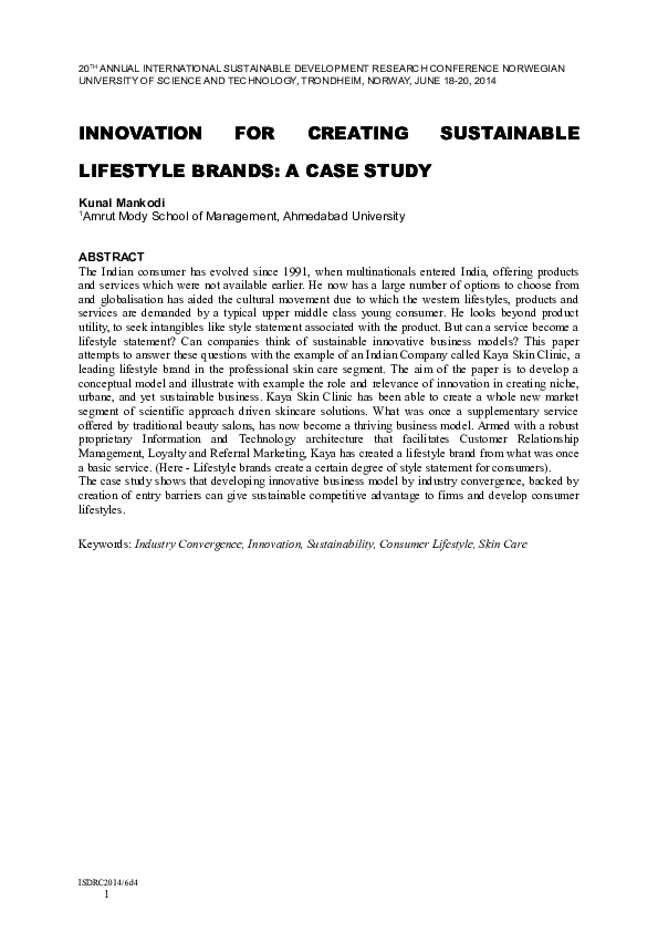 doc innovation for creating sustainable lifestyle brands a case study kunal mankodi academia edu